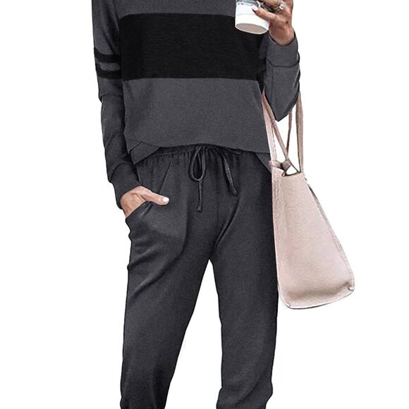 Long Sleeve High Waisted Sweatpants Lounge Set Cozy Minimal Chic Travel Outfits